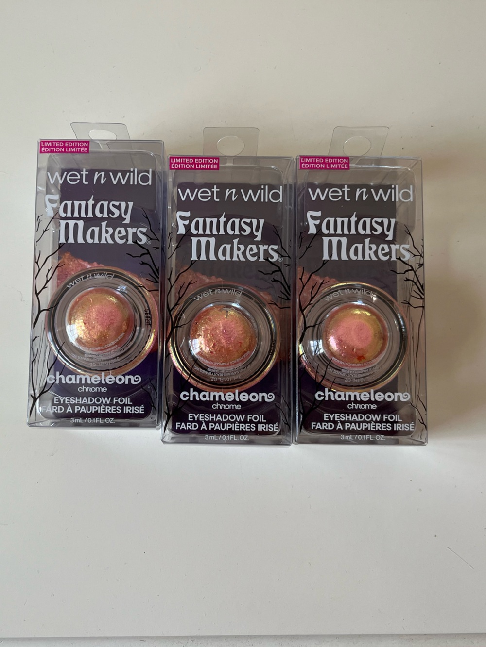 3 New Wet N Wild Limited Edition Chameleon Chrome Eyeshadow Foil Mariposa Magic